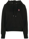 Ami Alexandre Mattiussi Woman Hoodie Sweatshirt With Red Ami De Coeur Patch In 001 Black