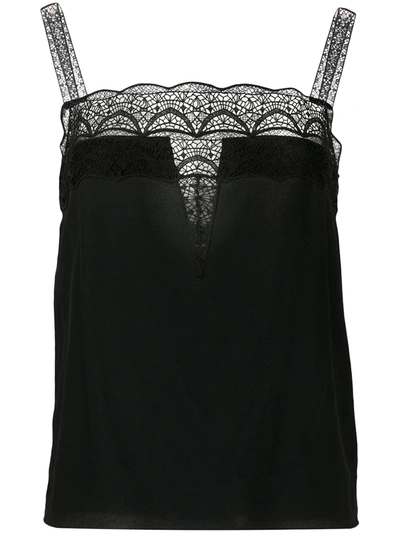 Alberta Ferretti Lace Trim Camisole In Black