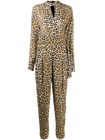 Boutique Moschino Leopard Print Jumpsuit In Brown