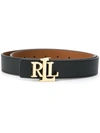 Lauren Ralph Lauren Reversible Belt In Hammered Cowhide In Black,lauren Tan
