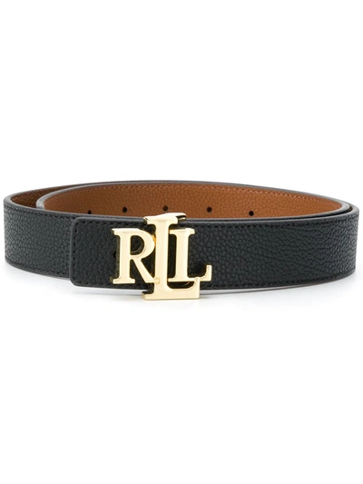 Lauren Ralph Lauren Reversible Belt In Hammered Cowhide In Black