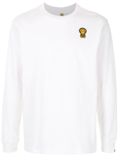 *baby Milo® Store By *a Bathing Ape® Graphic-print Long-sleeved Tee In White