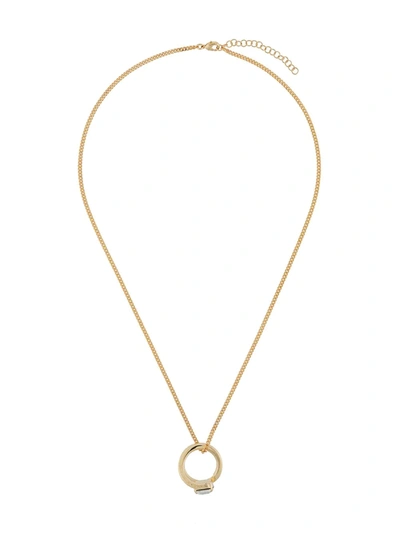 Mm6 Maison Margiela Crystal Ring Necklace In Gold