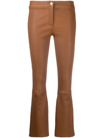 Arma Flared-leg Leather Trousers In Brown
