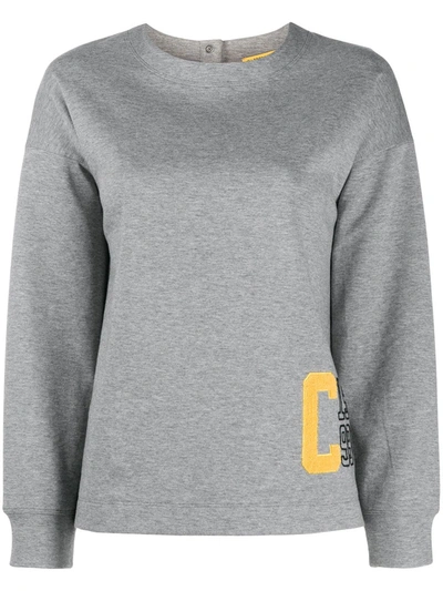 Peserico Buttoned Crew-neck Sweatshirt In Grey