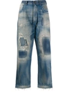 MAISON MARGIELA DISTRESSED EFFECT DENIM JEANS