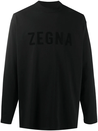 Ermenegildo Zegna X Fear Of God Logo植绒套头衫 In Schwarz