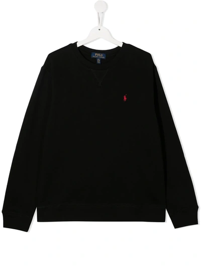 Ralph Lauren Teen Logo Embroidered Sweatshirt In Black