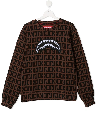 Sprayground Teen Fjck Print Sweatshirt In Brown