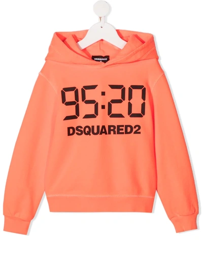 Dsquared2 Kids' 95:29 Logo-print Hoodie In Orange
