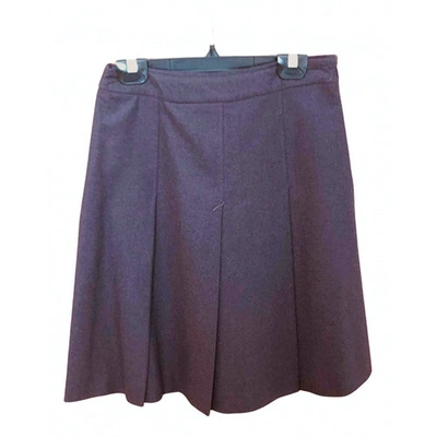 Pre-owned Miu Miu Wool Mid-length Skirt In Burgundy