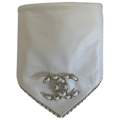 Pre-owned Chanel White Cotton Scarf