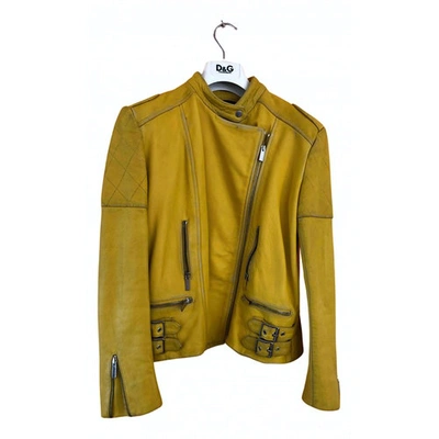 Pre-owned Christopher Kane Yellow Leather Leather Jacket