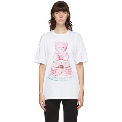 Moschino Cake Teddy Bear Print T-shirt In White