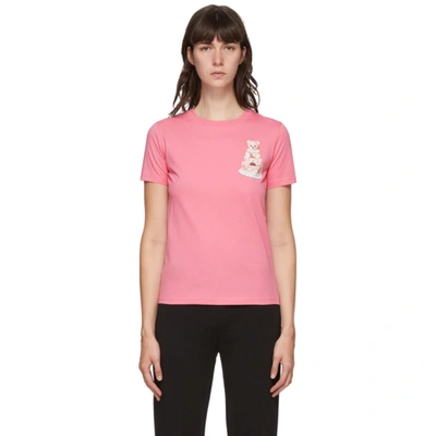 Moschino Teddy Cake Printed Cotton Jersey T-shirt In Pink & Purple