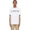 Lanvin Block-lettered Logo-print Crew-neck T-shirt In White,blue