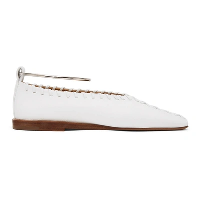 Jil Sander White Whipstitch Anklet Ballerina Flats