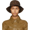 GANNI GANNI BLACK AND BROWN LEOPARD BUCKET HAT