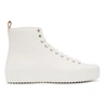 JIL SANDER OFF-WHITE LEATHER HIGH-TOP SNEAKERS