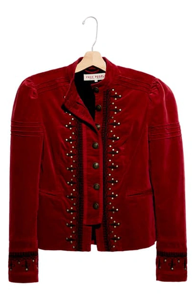 Free People Maven Pintuck Jacket In Rio Red