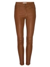 Frame Le High Leather Skinny Pants In Tobacco