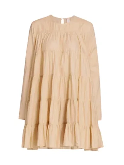 Merlette Soliman Tiered Trapeze Dress In Light Beige