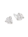 Hearts On Fire 18k White Gold & Diamond Three-prong Stud Earrings