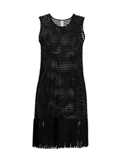 Karla Colletto Swim Gael Mesh Fringe Dress In Black