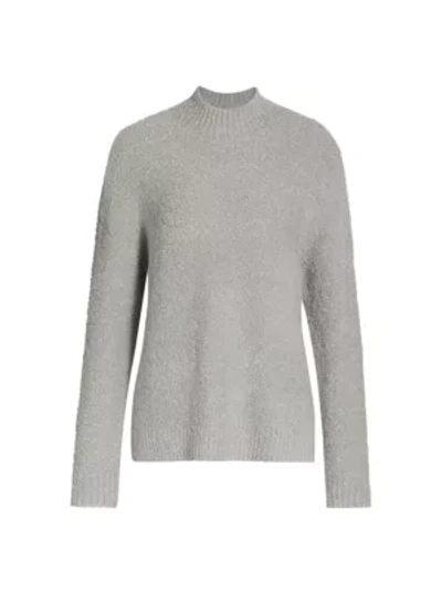 Saks Fifth Avenue Collection Boucle Boxy Funnel-neck Jumper In Aspen Grey
