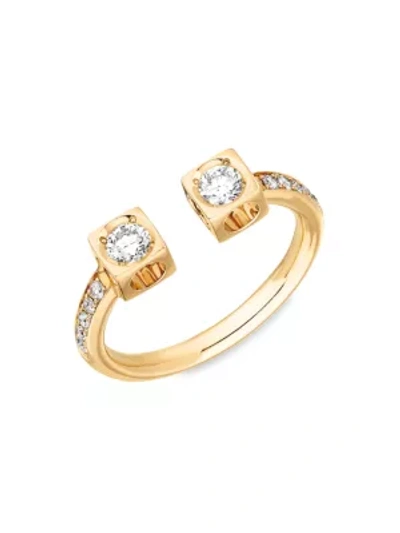 Dinh Van Le Cube 18k Yellow Gold & Diamond Pavé Large Open Ring