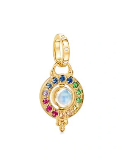 Temple St Clair Women's Celestial 18k Yellow Gold & Rainbow Multi-stone Mini Orbit Pendant