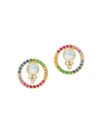 Temple St Clair Women's Celestial 18k Yellow Gold & Rainbow Multi-stone Orbit Stud Earrings