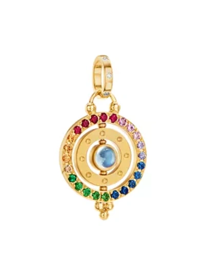 Temple St Clair Women's Celestial 18k Yellow Gold & Rainbow Multi-stone 3x Orbit Pendant In Multi/gold