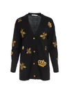 Alice And Olivia Bradford Bee Embroidered Grandpa Cardigan In Black Multi