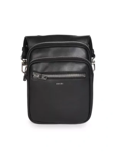 Amiri Leather Hip Pouch In Black Silver