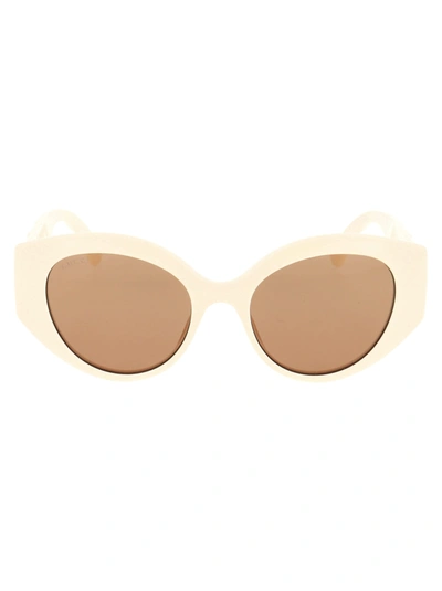 Gucci Gg0809s Sunglasses In 002 Ivory Ivory Brown