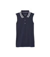 Tory Sport Performance Piqué Pleated-collar Sleeveless Polo In Tory Navy/snow White
