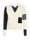 THOM BROWNE 4-BAR CABLE-KNIT WOOL AND MOHAIR CARDIGAN,11549303