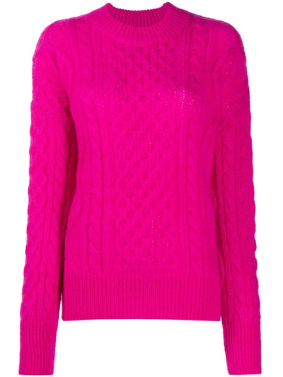 Laneus Loose Fit Cable Knit Jumper In Pink