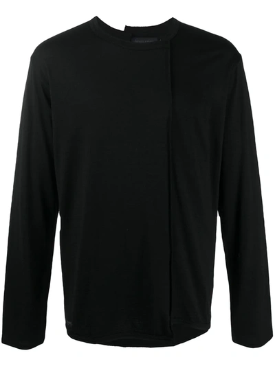Yohji Yamamoto Round Neck Long-sleeved T-shirt In Black