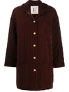 L'autre Chose Quilted Velvet Jacket In Brown