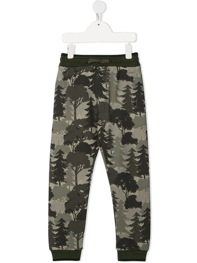 Dolce & Gabbana Kids' All Over Printed Trees Sweatpants In Green