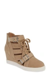 Linea Paolo Fave Cutout Wedge Sneaker In Sand Nubuck