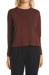 Eileen Fisher Crewneck Wool Box Top In Brnst