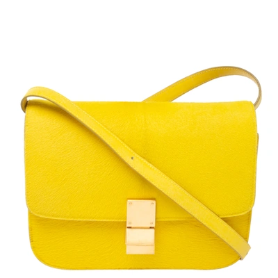 Pre-owned Celine Yellow Calfhair And Leather Medium Classic Box Shoulder Bag
