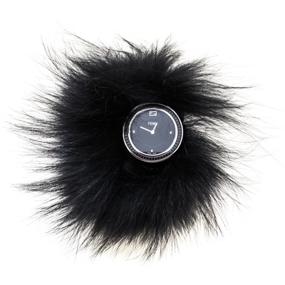 Pre-owned Fendi Black Stainless Steel My Way Fur Glamy 35000m Women's Wristwatch 36 Mm