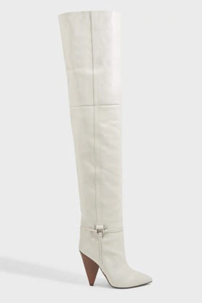 Isabel Marant Lage Knee-high Leather Boots In White