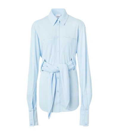 Burberry Oversized Jersey Sash-detail Shirt In Blue
