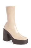Stella Mccartney Patent Faux-leather Platform Ankle Boots In Beige