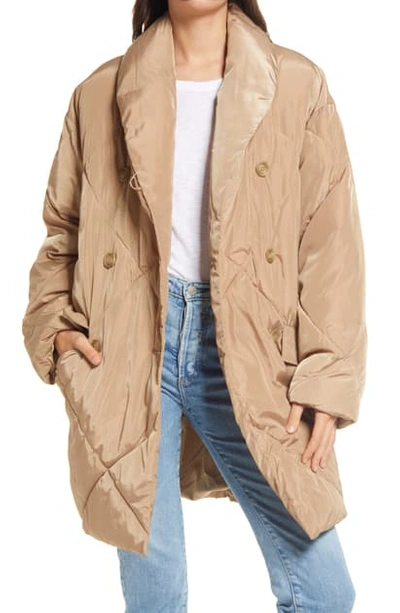 Free People Ella Sand Quilted Shell Coat In Sand Stone ModeSens